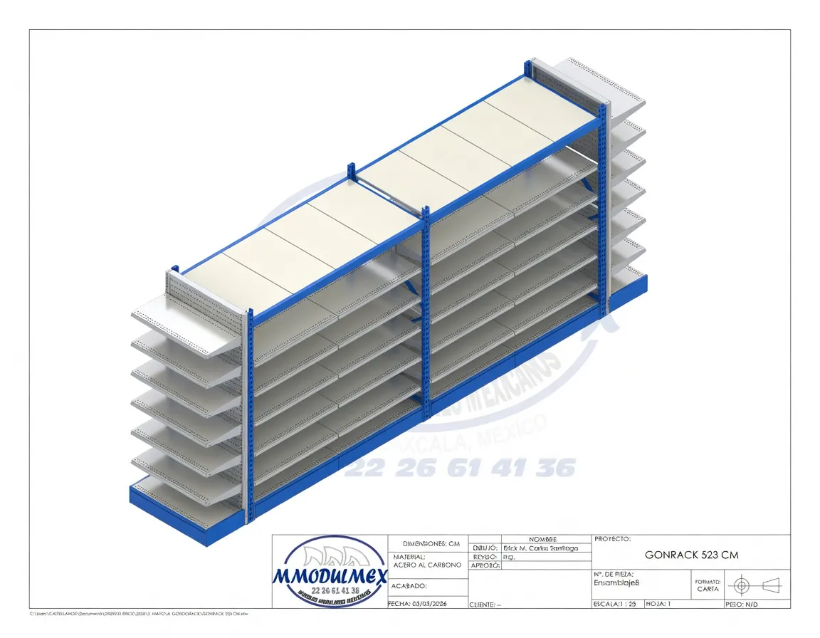 Diseño de góndola con rack