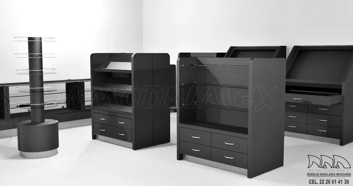 Muebles negros para cosméticos