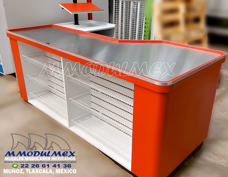 Caja checkout con canastillas